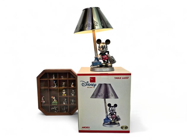Mickey Mouse Table Lamp & Miniature Trinket Collection
