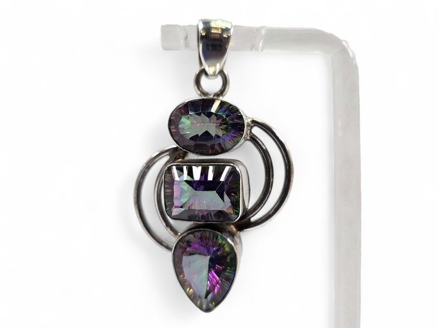 Sterling Silver Pendant w/ Mystic Quartz Gemstones