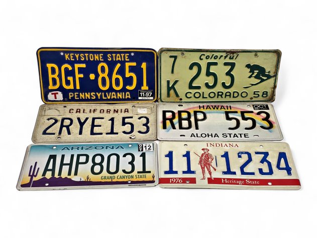 Hawaii Rainbow, 1958 Colorado, 1976 Indiana & More License Plates