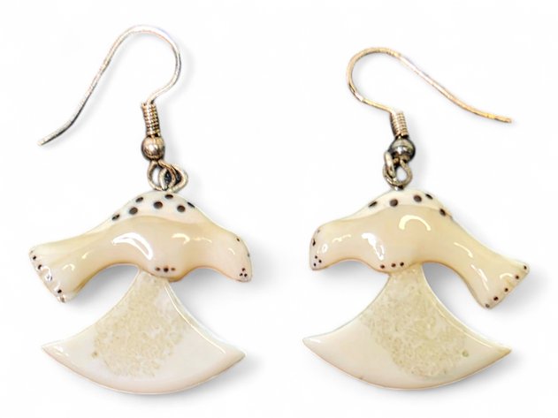 Walrus Ivory & Baleen Earrings - E. Tocktoo