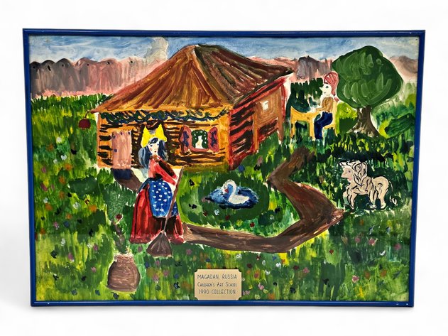 Magadan Children's Art School Russian Folk Scene Watercolor Painting