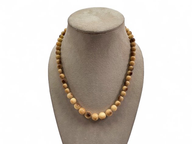 57-Bead Fossilized Walrus Ivory Necklace