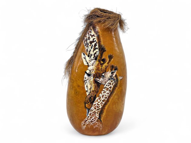 Pat Schullman Hand-Painted African Gourd