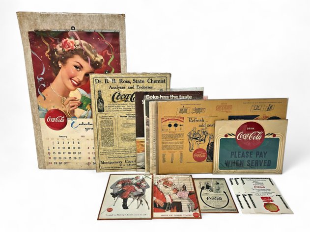 Coca-Cola Magazine Advertisement Pages, Calendar Page, Browne Book Cover & More