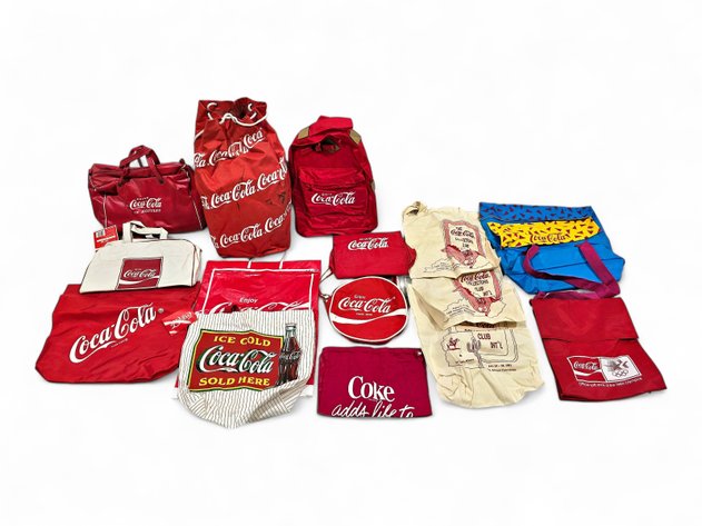 Coca-Cola Canvas Backpack, Vinyl Cooler Bag, Round Purse & More Bags