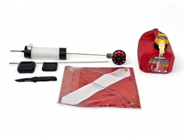 Scuba Diving Essentials, No-Spill Gas Canister & CRKT Pocket Knife
