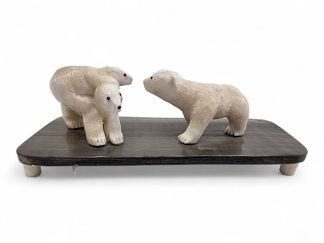 Umigluk Frankson Baleen & Walrus Ivory Polar Bear Family