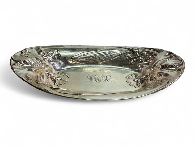 Art Nouveau-Style Hibiscus Sterling Silver Dish