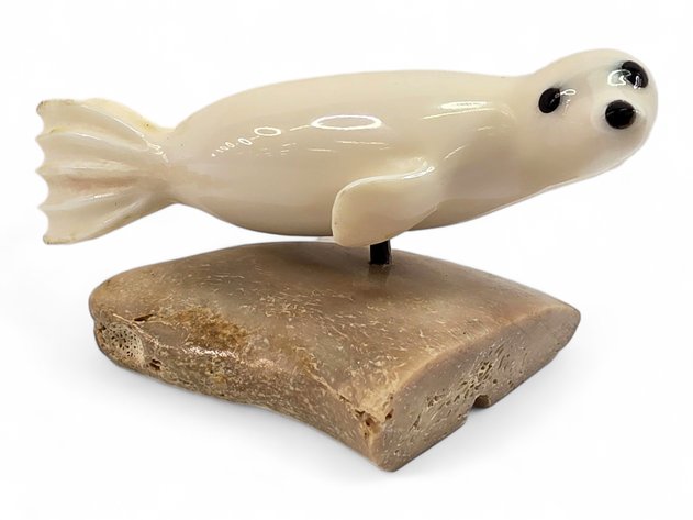 Walrus Ivory & Bone Seal Figurine