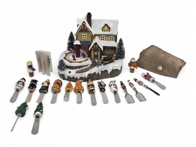 Musical Village, Bottle Stoppers & Holiday-Themed Cheese Spreaders