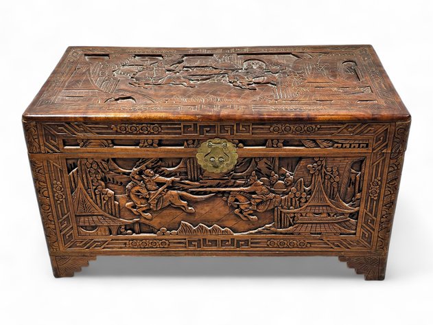 Chinese Carved Camphor Wood Trunk