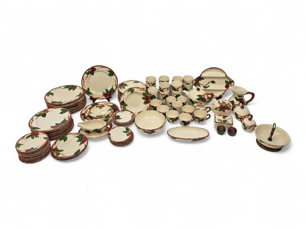 Franciscan Apple Earthenware Plates, Tea Cups, Pitcher, Piggy Bank & More
