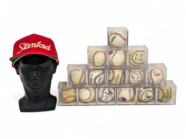 Signed Stanford University Baseball Cap & 15x Signed Alaskan Team Baseballs