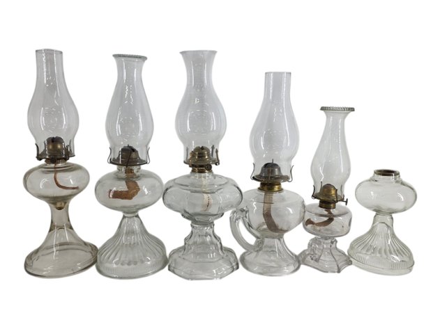 Kerosene Pedestal & Finger Lamps & Font