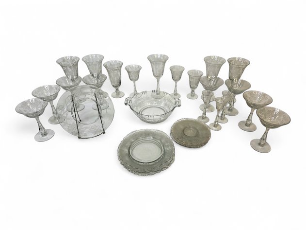 Tiffin-Franciscan Tea Rose Luncheon Plate, Floral Serving Bowl, Glasses & More