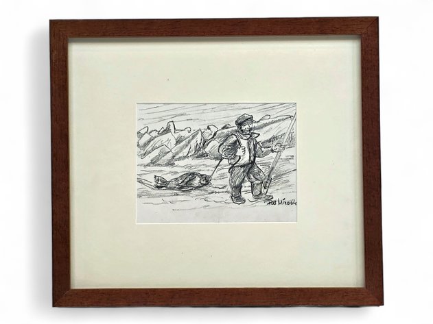 Pat Minock Seal Hunter Original Pencil Drawing