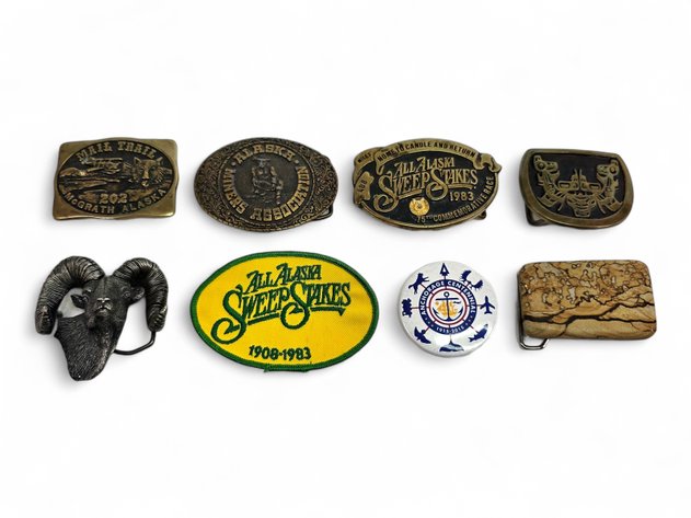 Alaskan Souvenir & Collectors Items - Belt Buckles, Pins & Patches