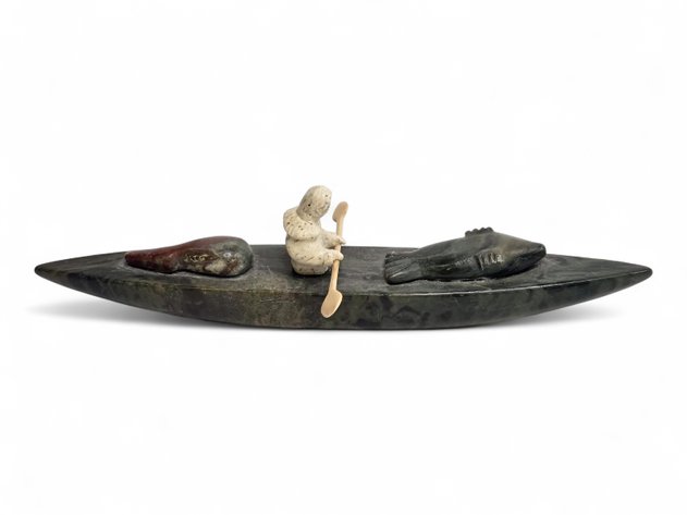 Stone Hunter in Kayak Figurine - Mark Taliok
