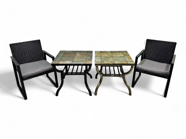 Ashley Furniture Antigo End Tables & Wicker Chairs