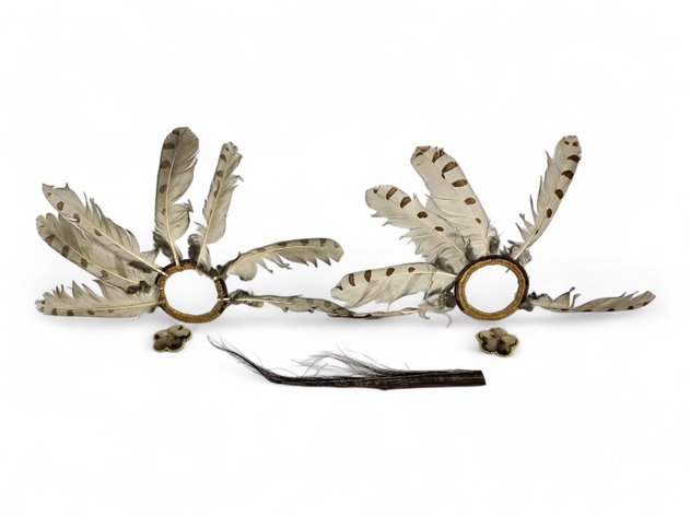 Alaskan Native Art - Male Dance Fans, Barrettes & Baleen Specimen