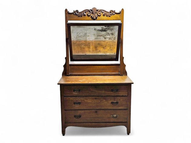 Oak Vanity Dresser w/ Casters
