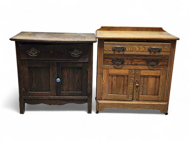 Oak & Dark Wood Washstands