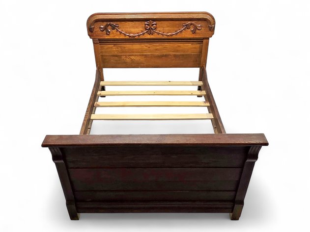 Oak Bed Frame w/ Barbed-Vine Headboard