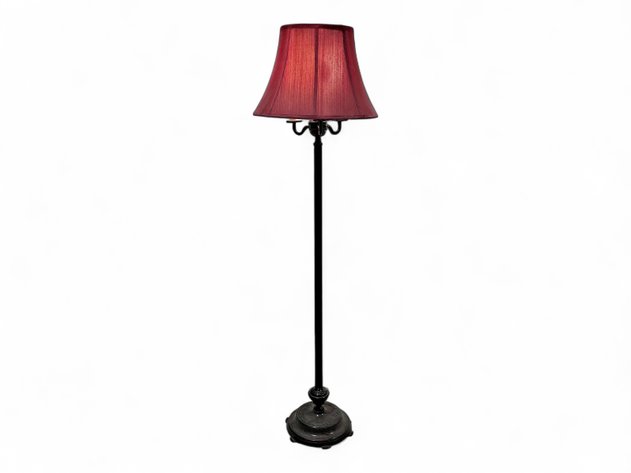Floor Lamp w/ Burgundy Bell Softback Shade