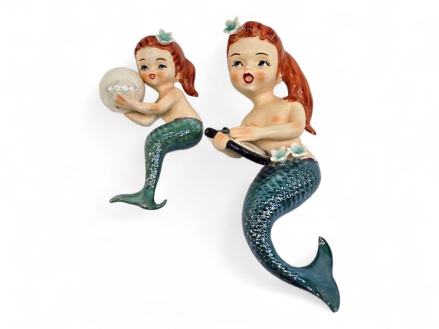 Lefton Japan Ceramic Mermaid Wall Plaques