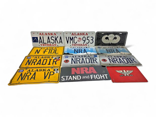 Alaska State Vanity Plates & NRA & Parachutist Badge Booster Plates