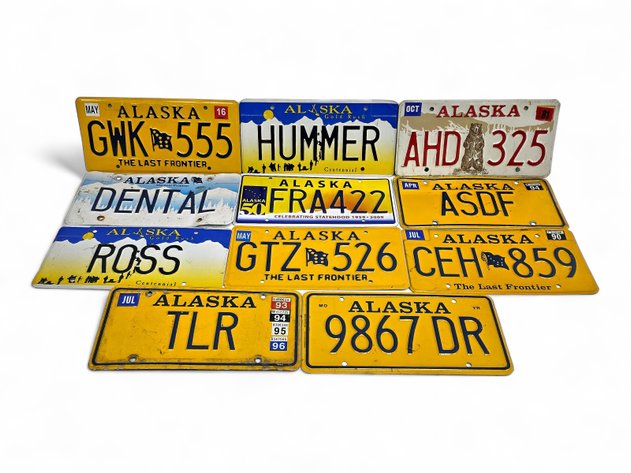 11x Vanity & General-Issue Alaska License Plates