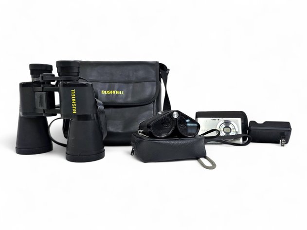 Bushnell & Worldstar Binoculars & Sony Cyber-Shot Camera