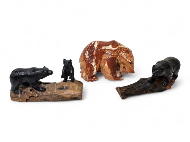 Alaska Clay Bear Statue & Wood Bear Carvings
