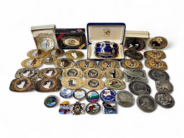 Iditarod & Fur Rendezvous Belt Buckles, Pins