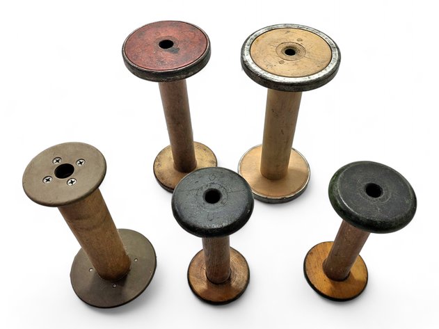 Antique Wooden Factory Spools