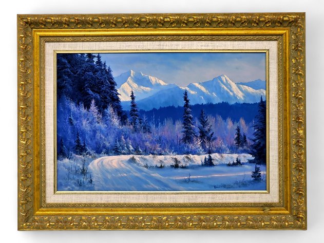 Ernest E. Robertson Denali Winter Landscape Oil Painting
