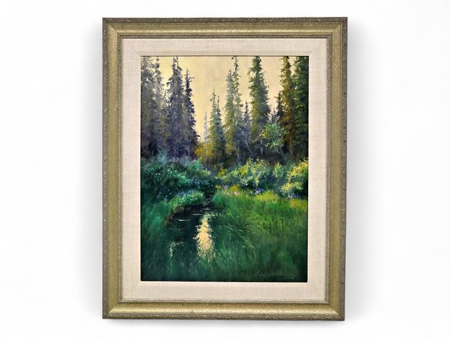 James Belcher Summer Landscape w/ Stream Oil Painting