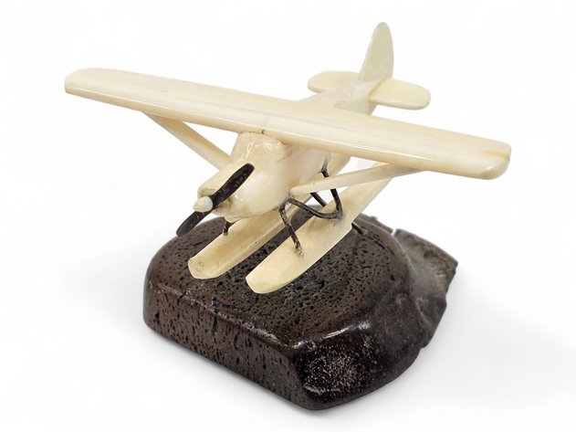 Alaskan Walrus Tusk Float Plane Sculpture