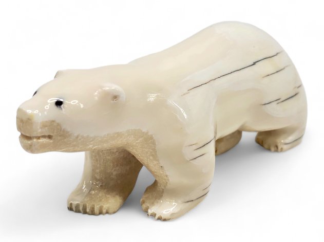 Walrus Tusk & Baleen Polar Bear Figurine