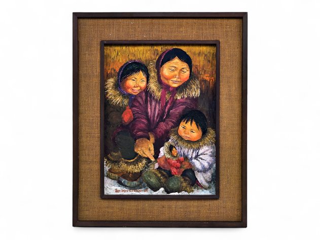 Joan Arend Kickbush Oil Painting of a Mother & Daughters