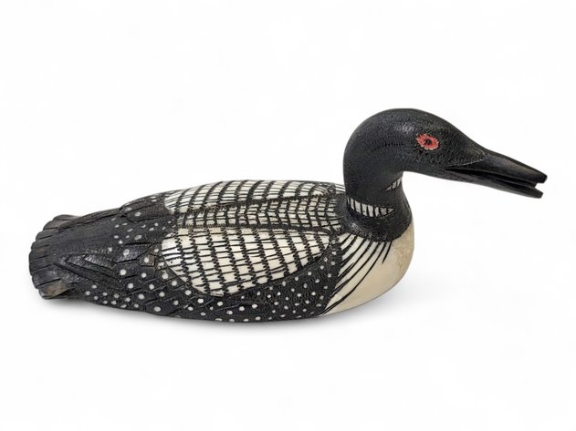 A Scrimshaw Walrus Tusk Common Loon - Larry Mayac