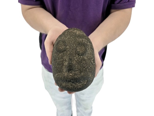 Pre-Contact North American Anthropomorphic Stone Stylized Human Face Effigy