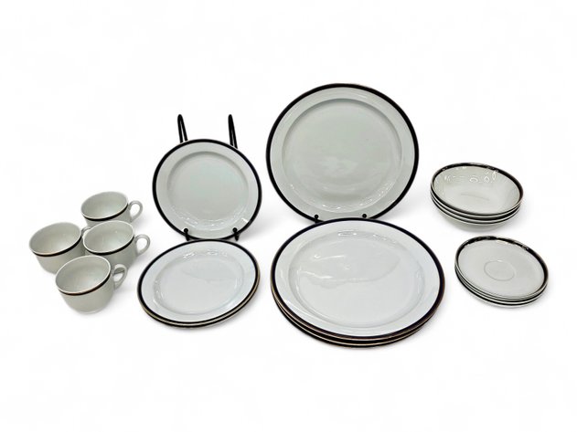 Dinnerware w/ Black & Gold-Toned Trim