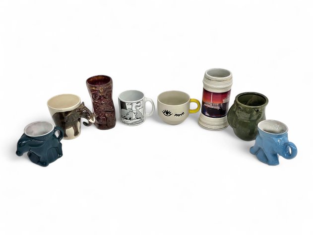 Franknoma Pottery Figural Mugs, Tiki Farm Cup & More