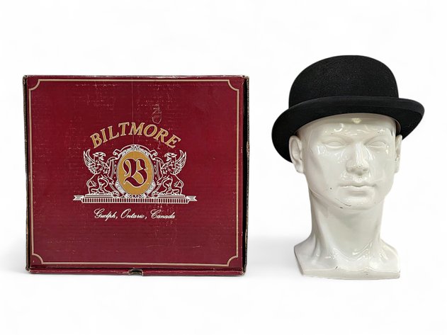 Christys' London Fur Felt Bowler Hat w/ Biltmore Hat Box
