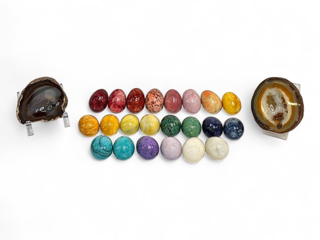 Rainbow Polished Stone Eggs & Agate Slices