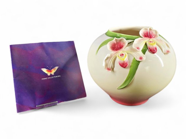 Pink Lady's Slipper Franz Collection Vase