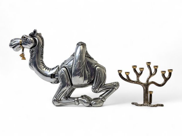 Frank Meisler Camel Figurine & Miniature Tree Branch Menorah
