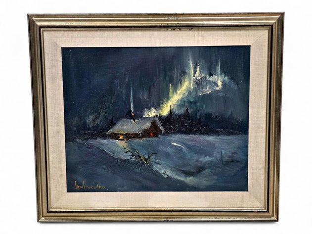 Gene Amondson Oil Painting of Cabin in the Snow