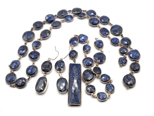 Image for Blue Sapphire Gem Necklace And Earrings